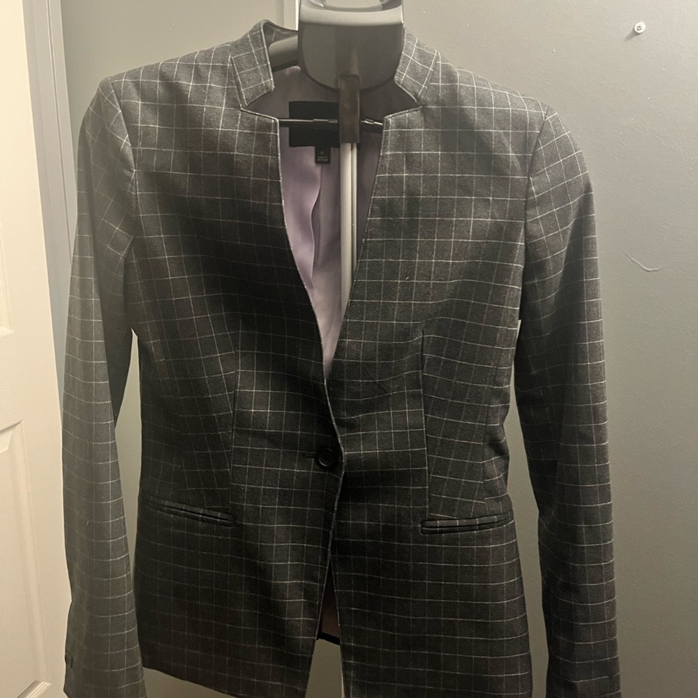 Banana Republic Charcoal Checkered Women's Blazer